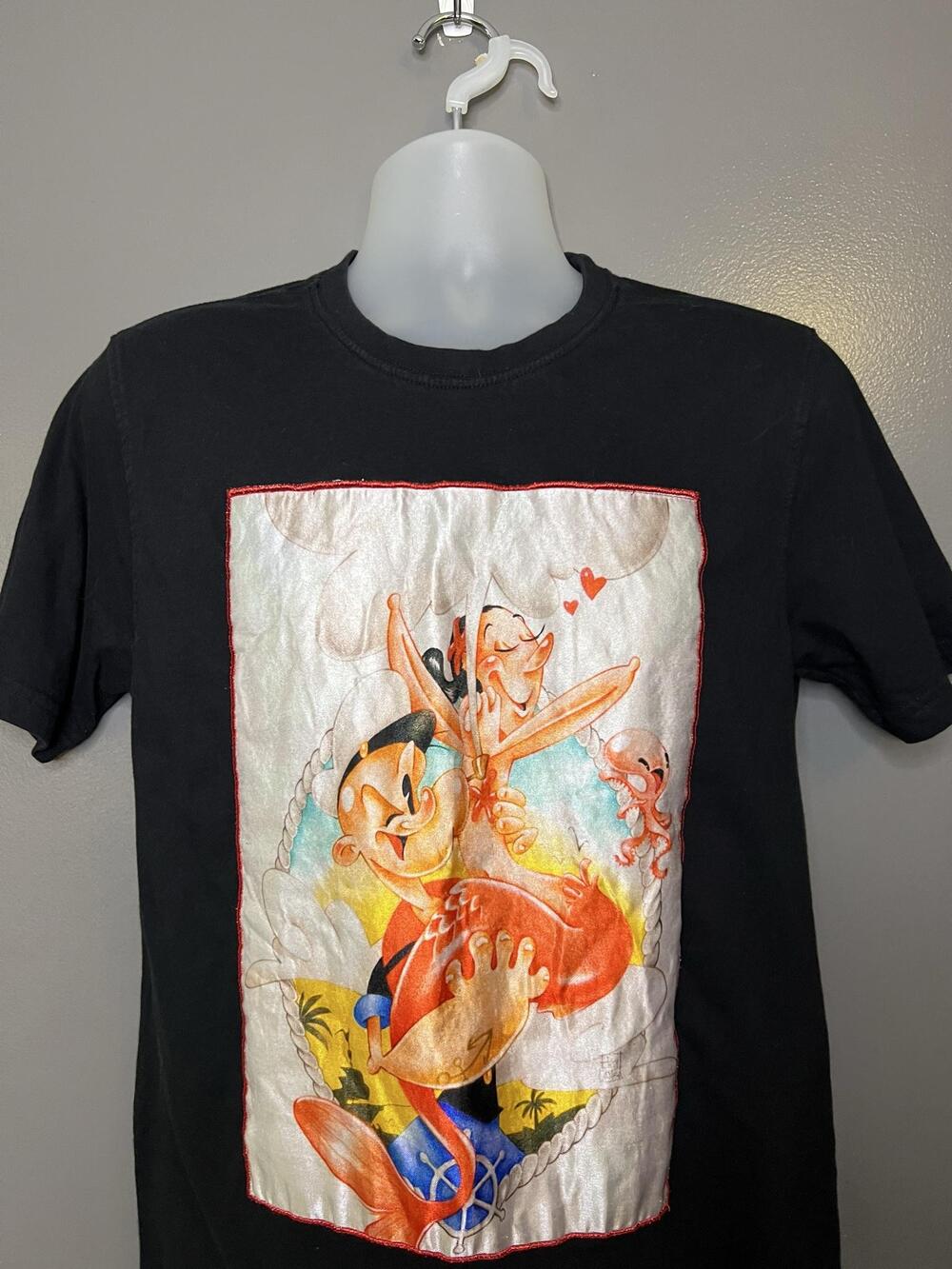 Popeye X Kryptic Shirt Mens Medium Black Olive Oyl Graphic Tee Comic Cartoon